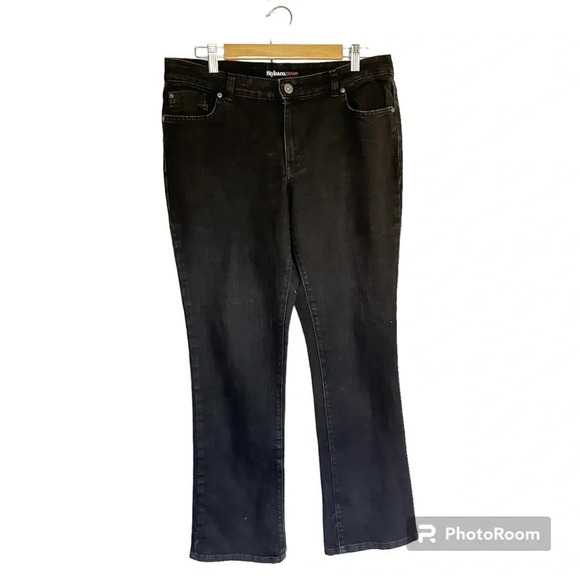 Style & Co Denim Curvy Modern Boot Black Denim with Bedazzled Pockets Size 12 - Picture 1 of 11